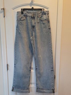 Stradivarius Light Blue Denim Jeans with White Label